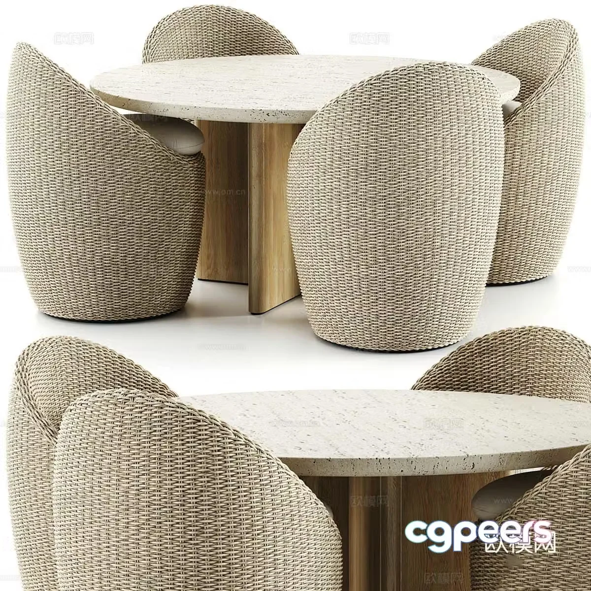 Harbour outdoor casual dining table and chair 3d model