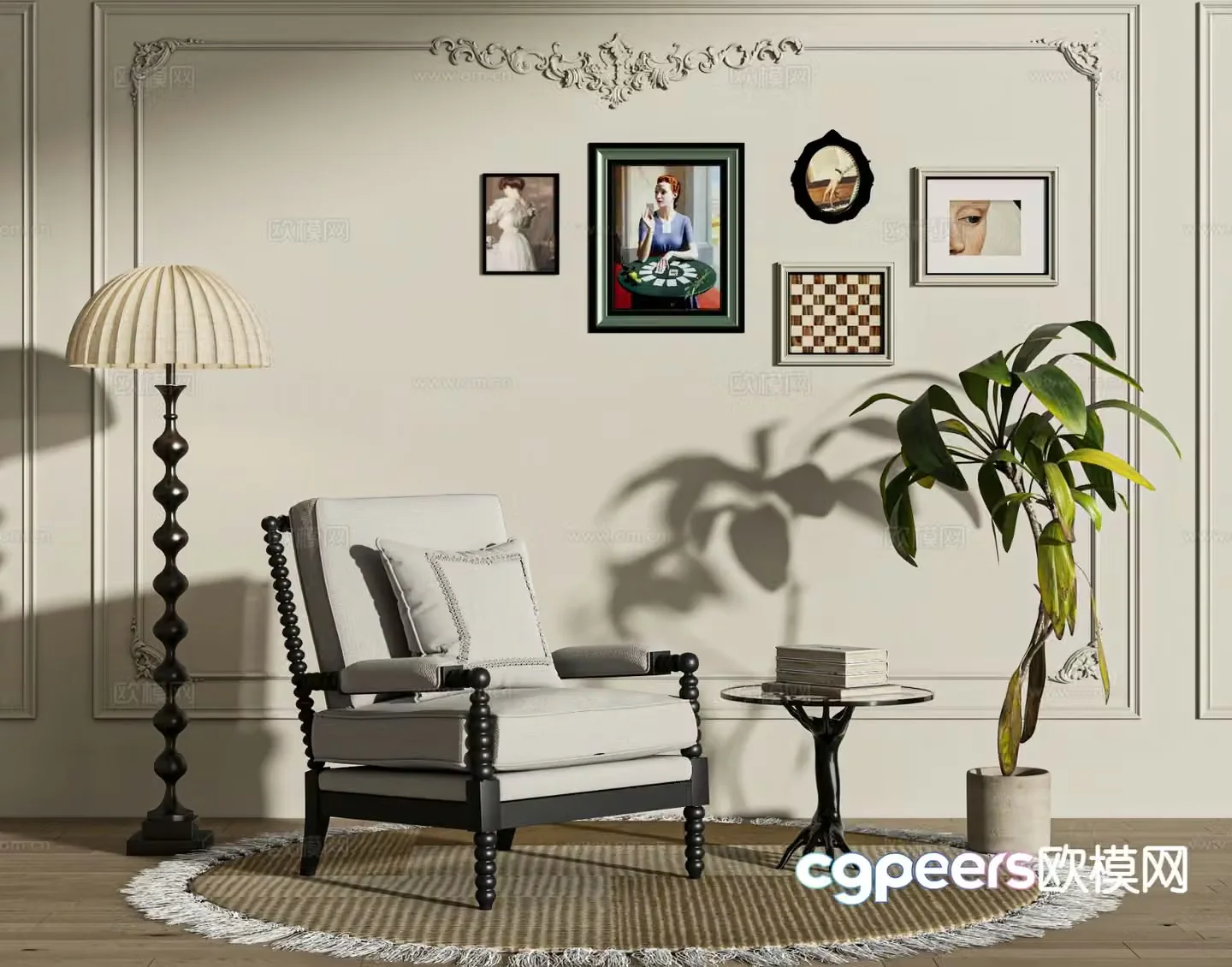French lounge chair 3d model