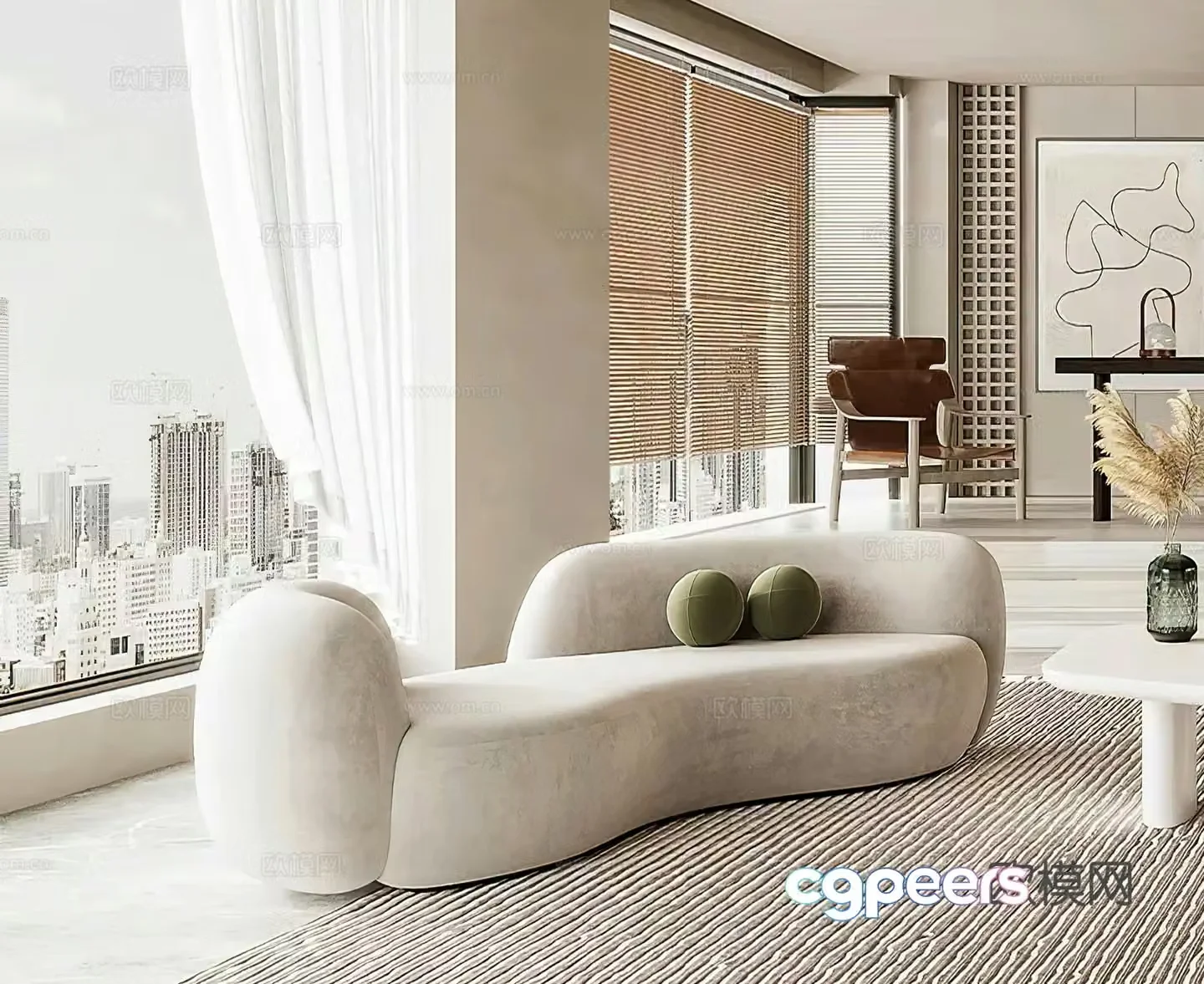 Modern casual sofa cream style sofa leisure chair wasabi simple combination sofa 3d model