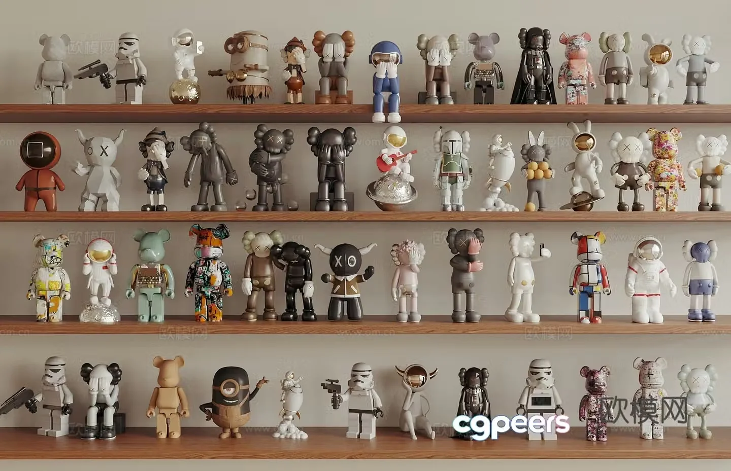 Modern sculpture ornaments kaws trendy toys dolls violent bear cartoon ornaments doll figure 3d model