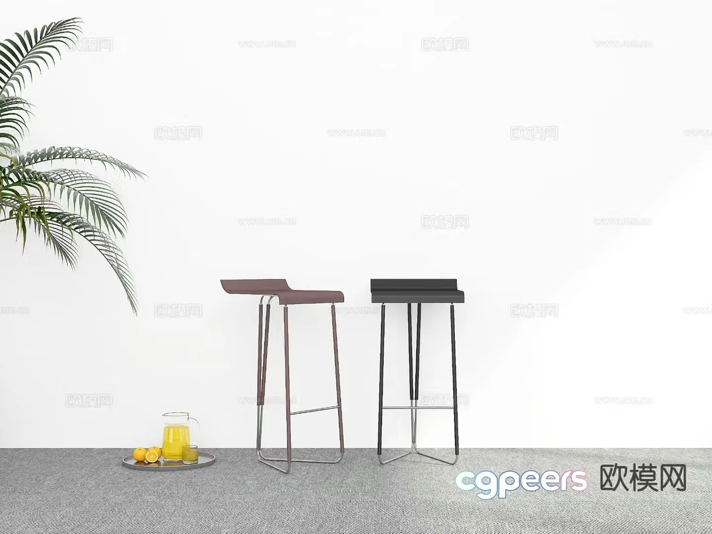 Modern bar stool bar stool high stool 3d model
