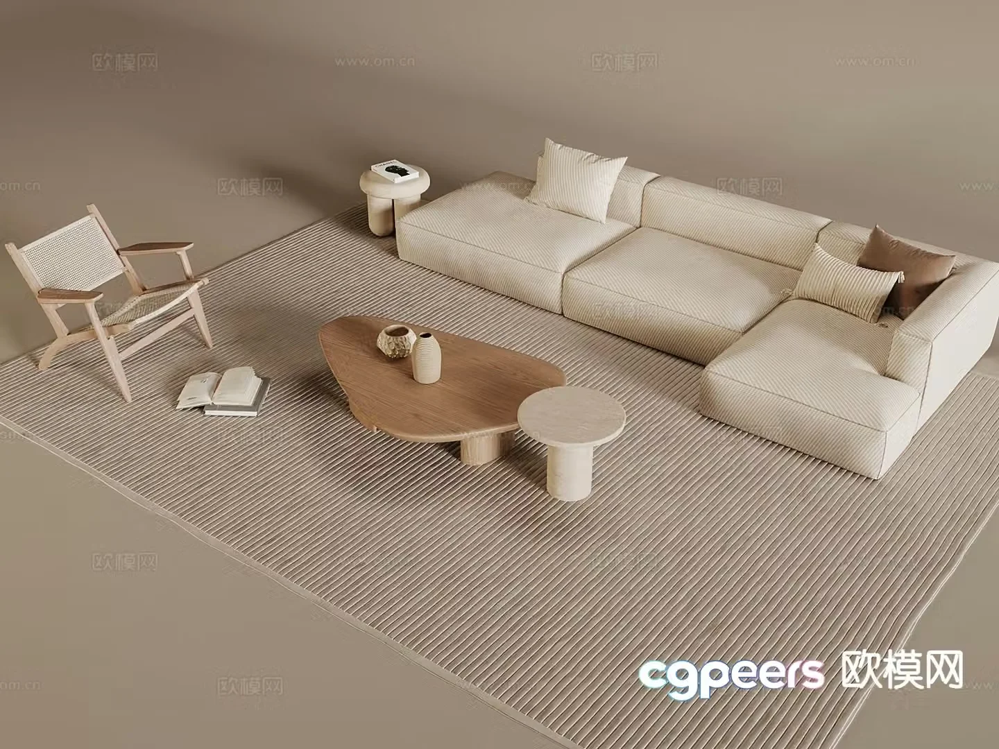 Cream style sofa modular sofa 3d model