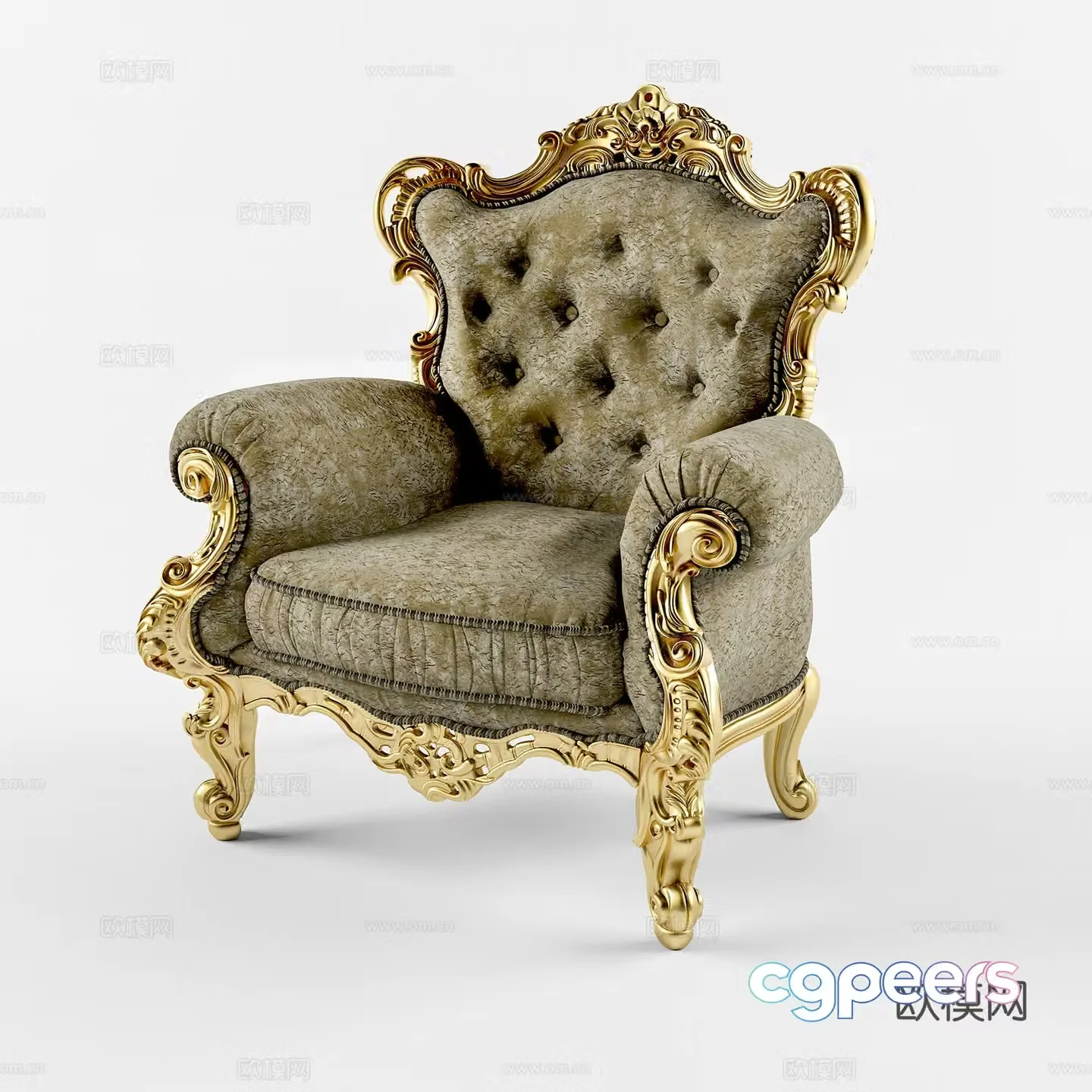 European casual chair cloth chair book chair carved single chair 3d model