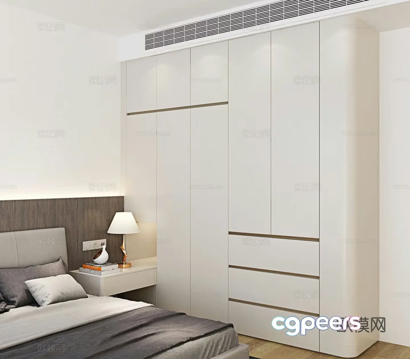 Cream style wardrobe 3d model
