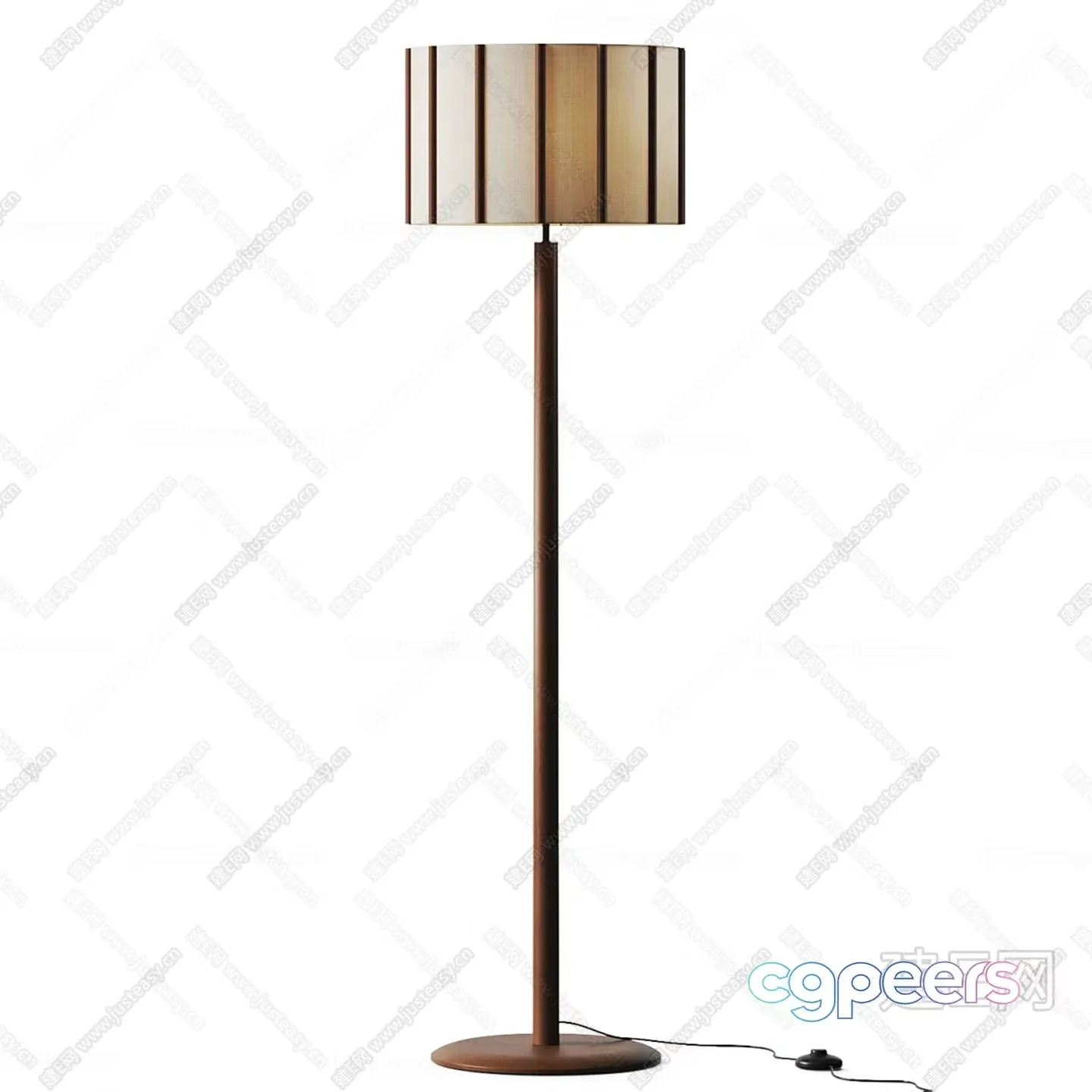 Modern Floor Lamp With A Wooden Base And Shade 3D Model – 13497 – CORONA Render