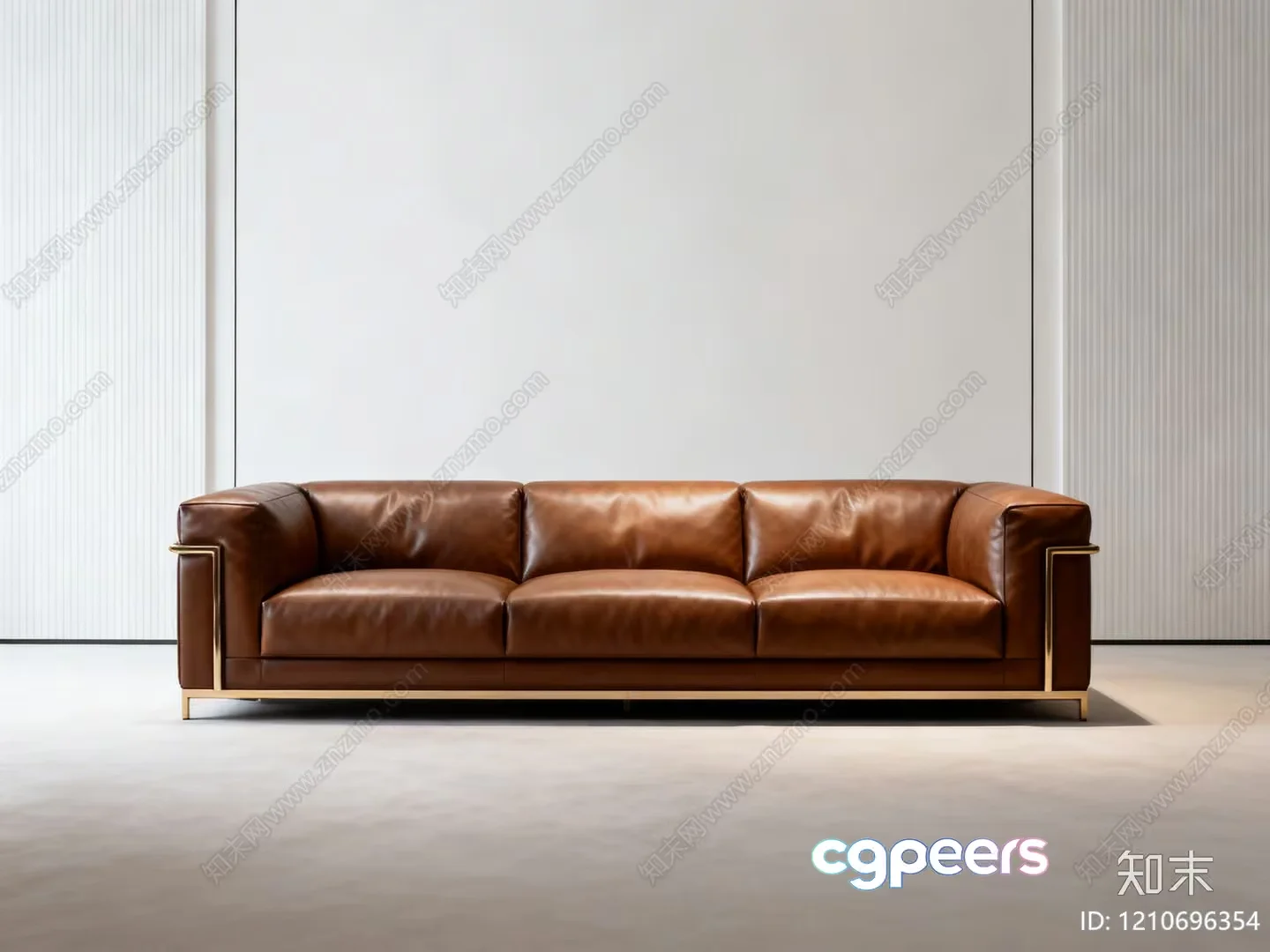 A Brown Leather Sofa 3D Model – 16835 – VRAY Render