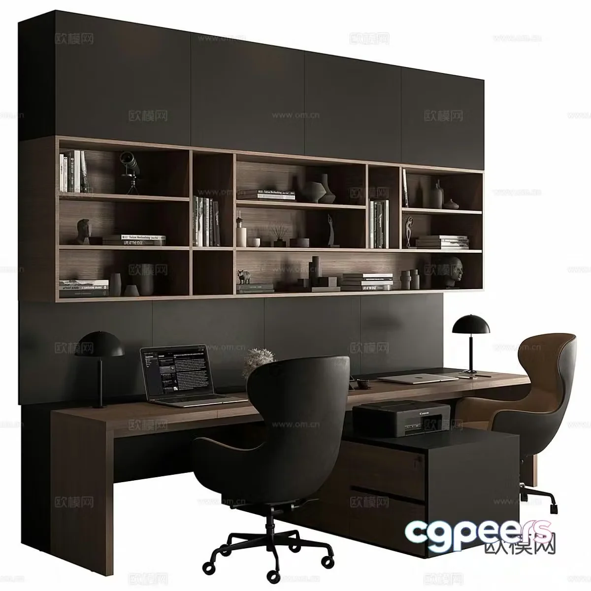 Modern minimalist office desk and chair desk table 3D model