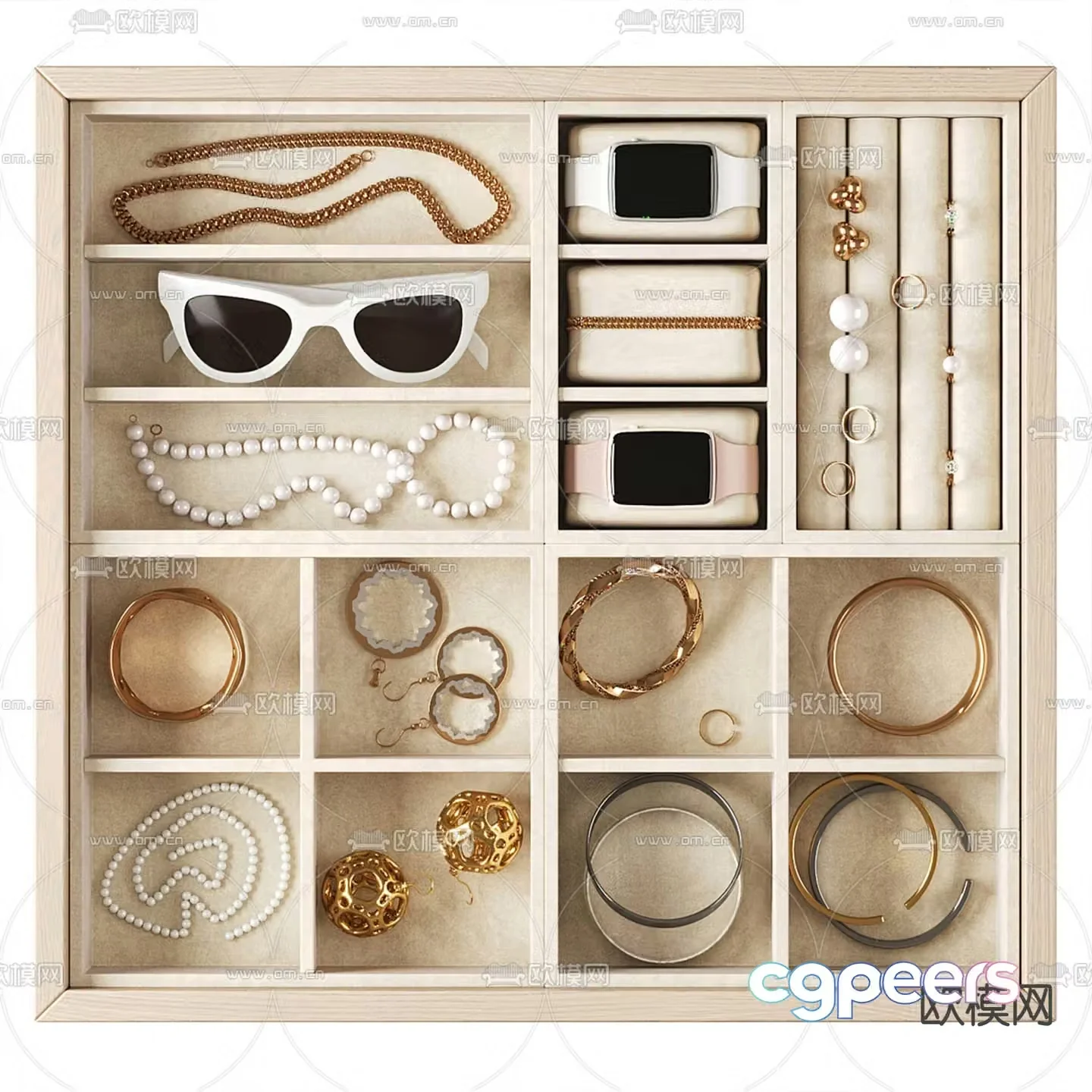 Jewelry Cosmetics Dresser Storage Drawer 3D Model