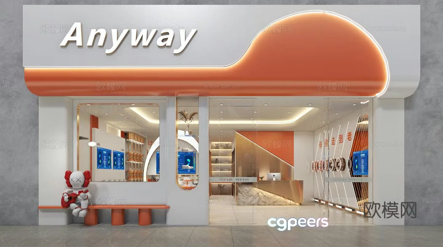 Modern shoe store shoe store 3d model