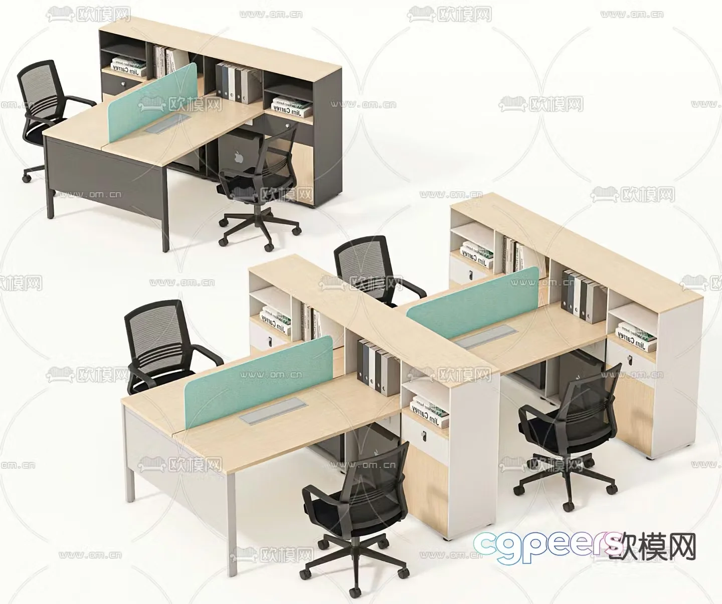 Card space desk workstation 3D model
