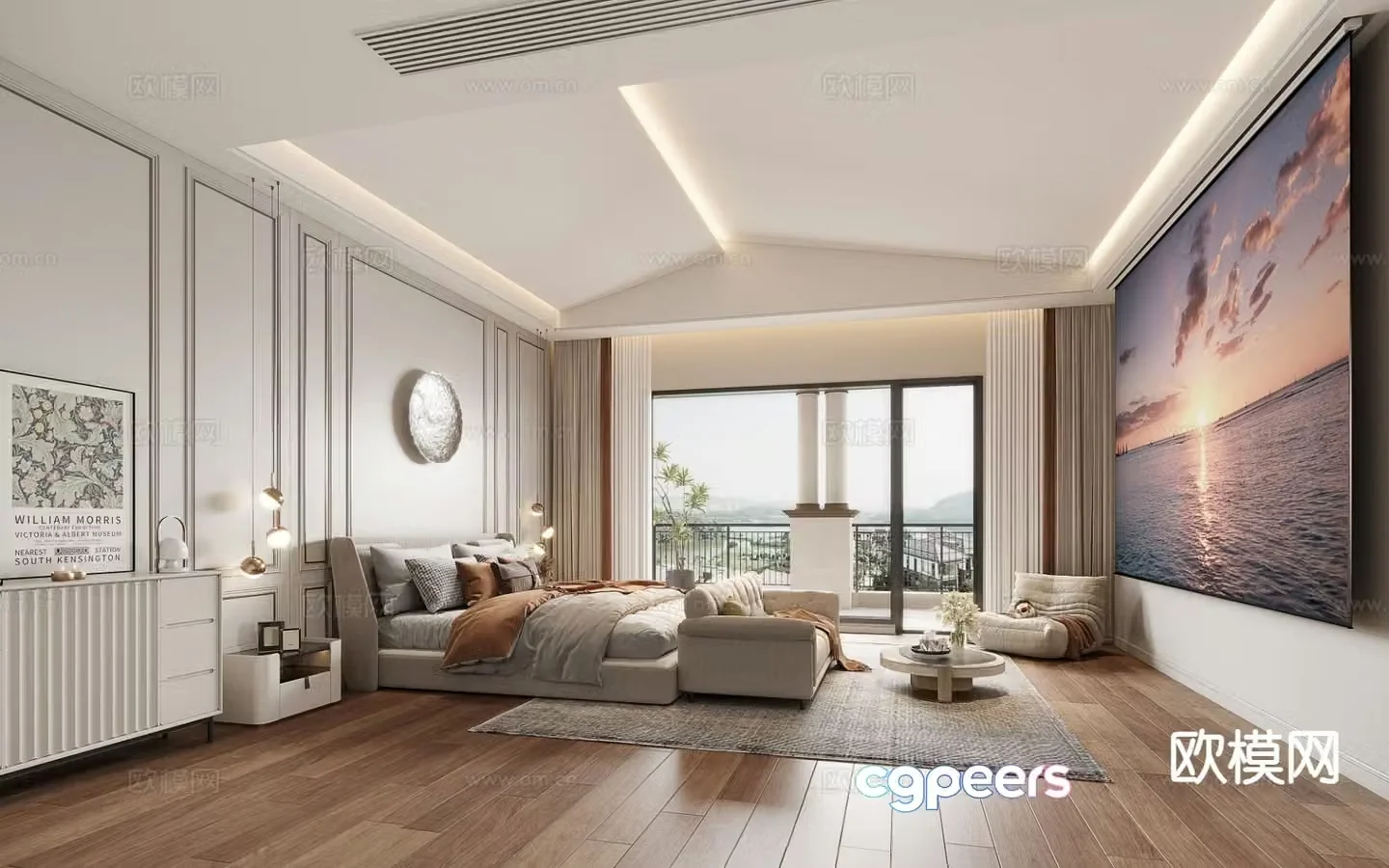 American style bedroom master bedroom 3d model