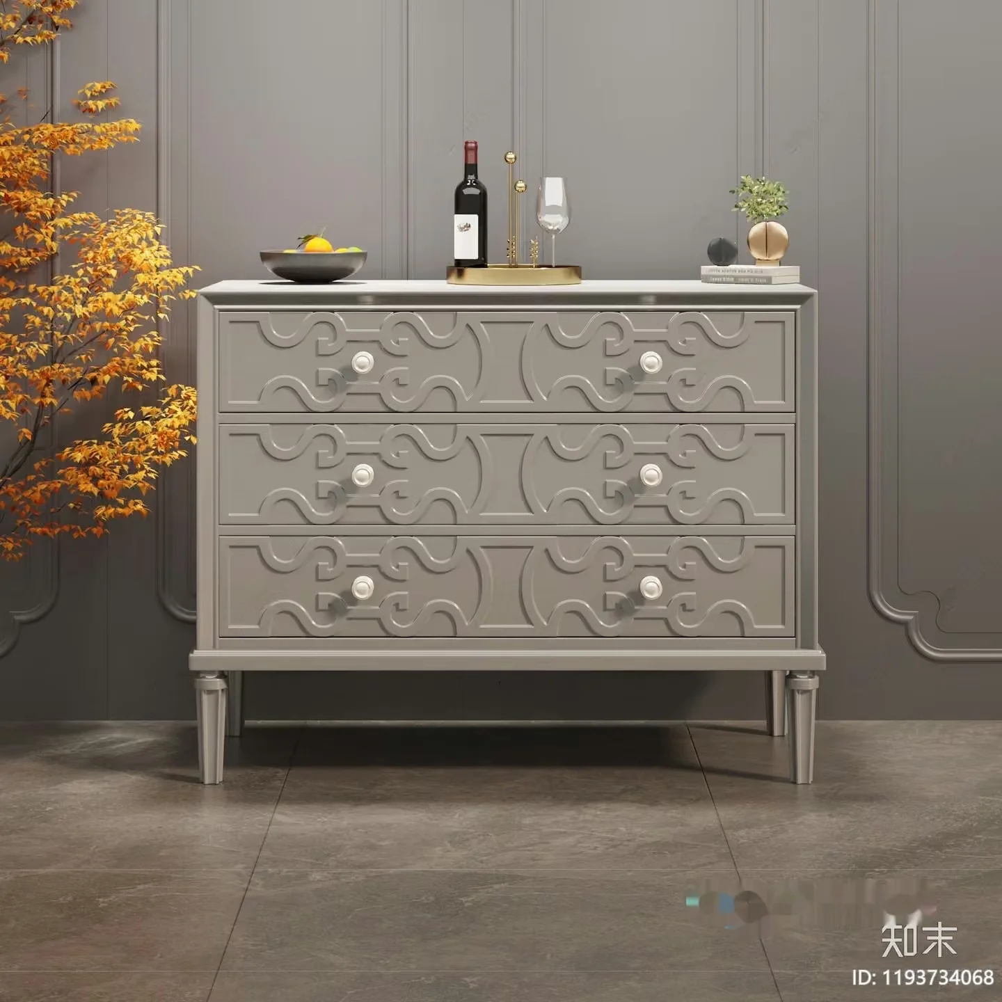 Grey Dresser 3D Model – 1867 – VRAY Render