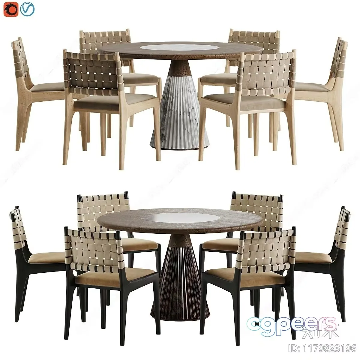 Wooden Dining Table And Chairs 3D Model – 12940 – VRAY Render