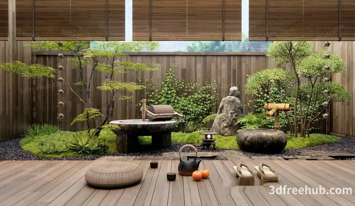 A Serene Japanese Garden 3D Model – 18754 – VRAY Render
