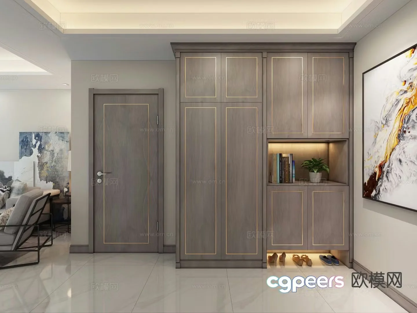 Modern entrance shoe cabinet custom shoe cabinet 3d model