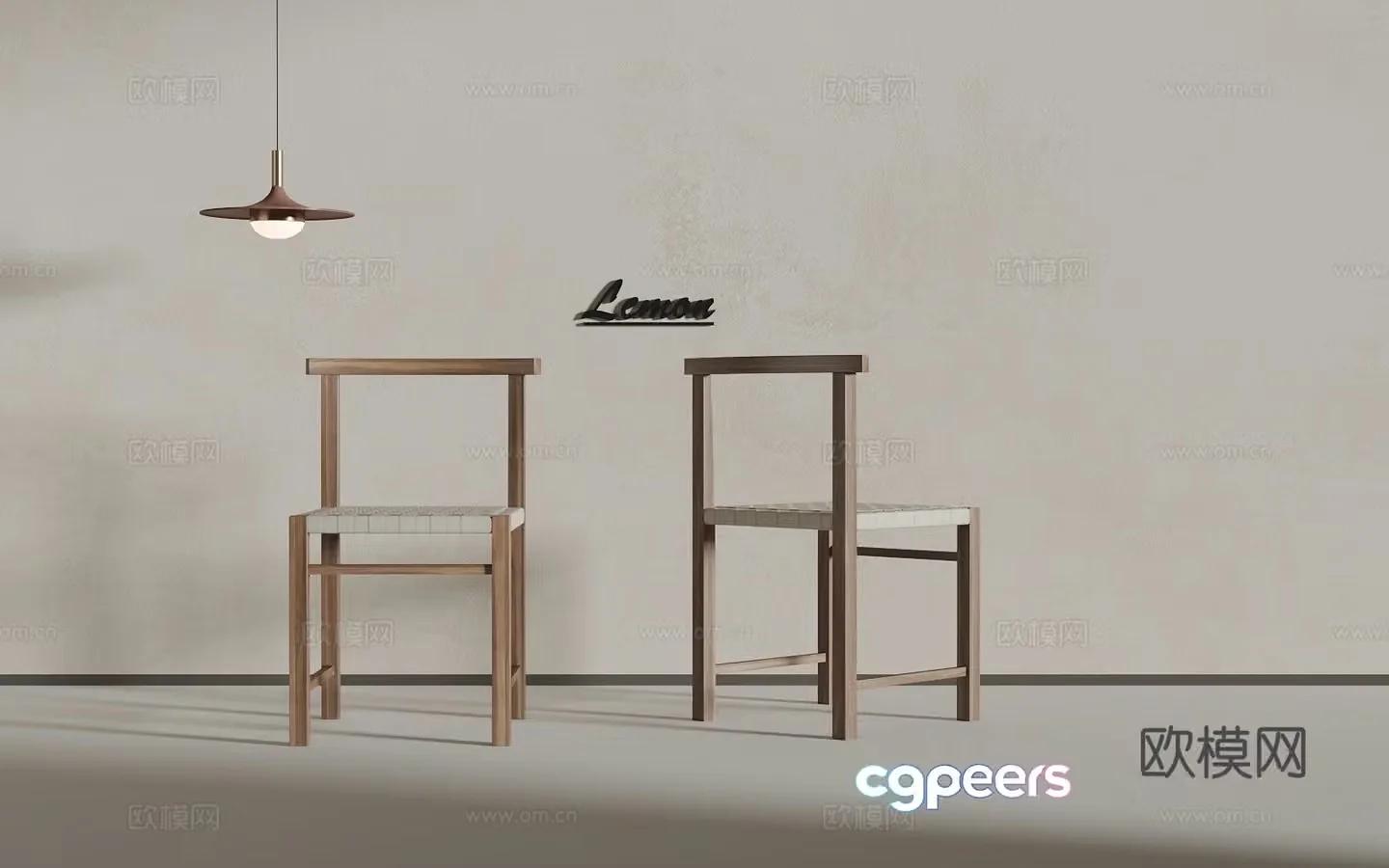 Wooden single chair 3d model