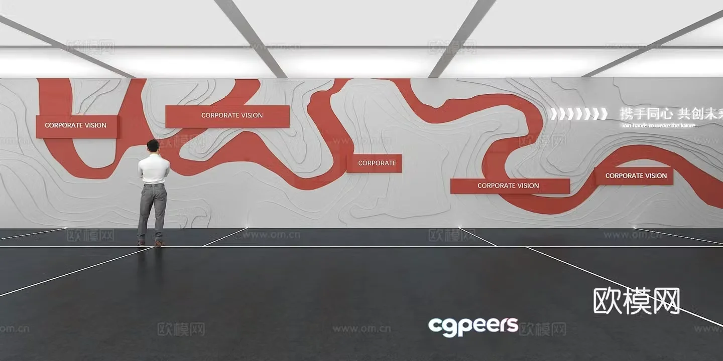 Cultural wall Corporate culture wall Display wall Theme wall Exhibition hall Campus culture Corridor 3D model