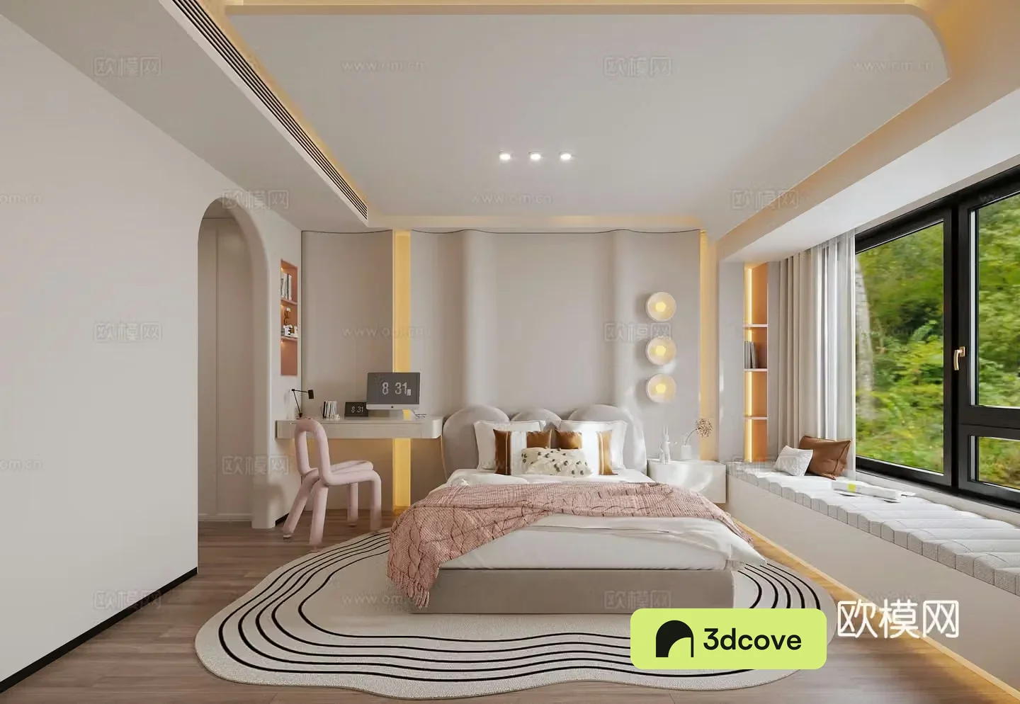 Daughter room Cream style children’s room Children’s study desk Modern children’s room Daughter bed Cream