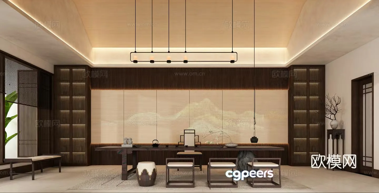 Song style Zen tea room 3D model