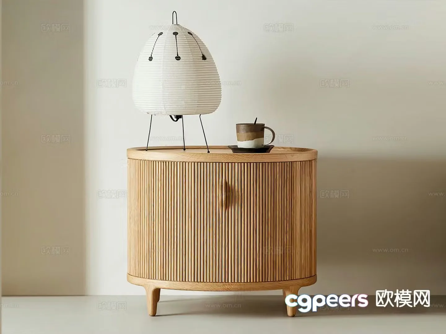 Log style bedside table 3d model