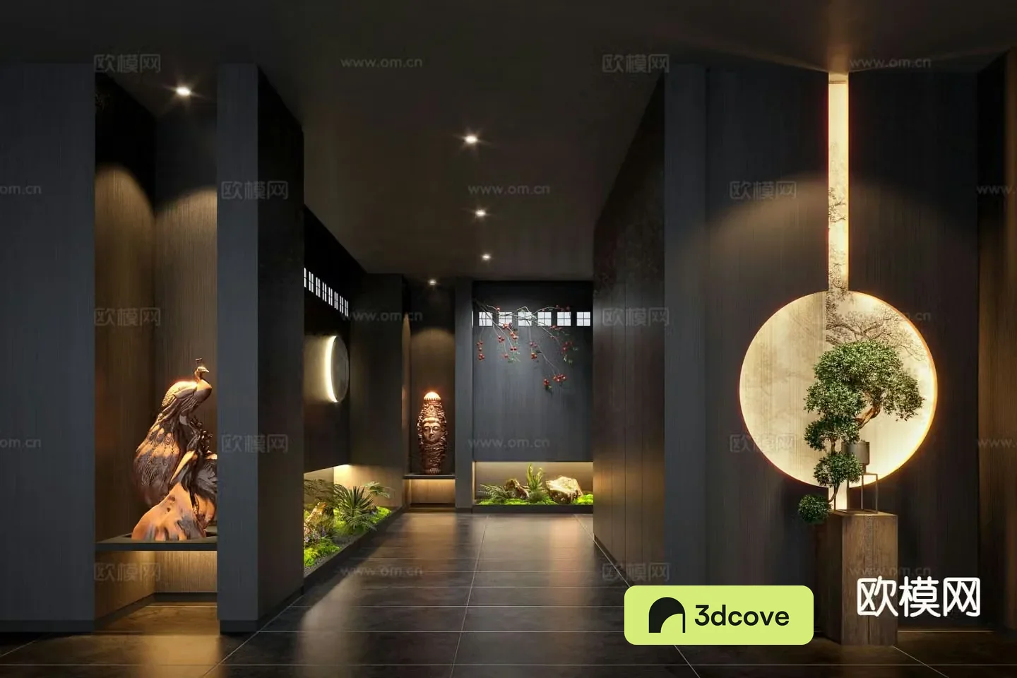 New Chinese style aisle indoor landscaping
