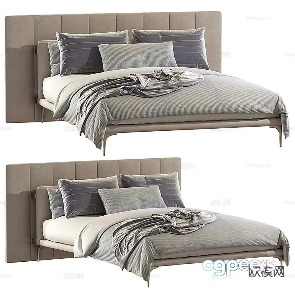 Italian double bed 3d model