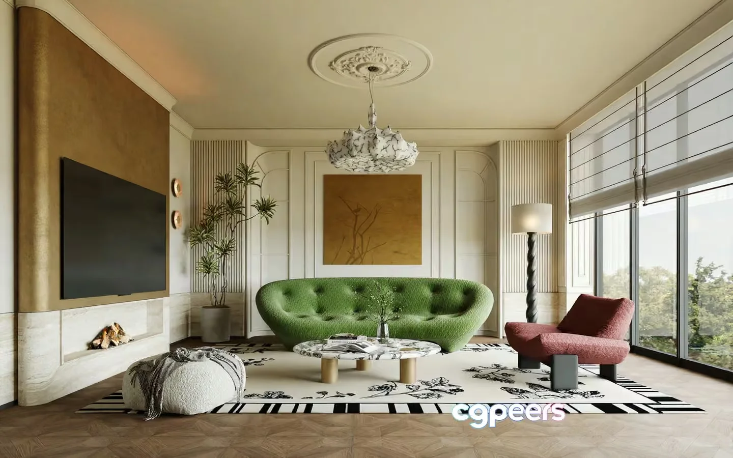 Modern Living Room 3D Model – 7672 – CORONA Render