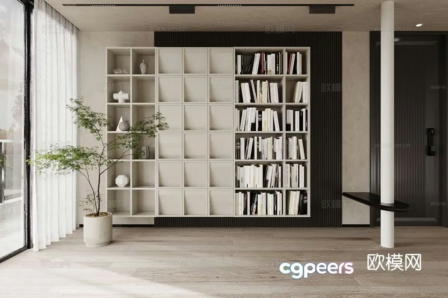 Modern bookcase bookshelf decorative cabinet 3d model