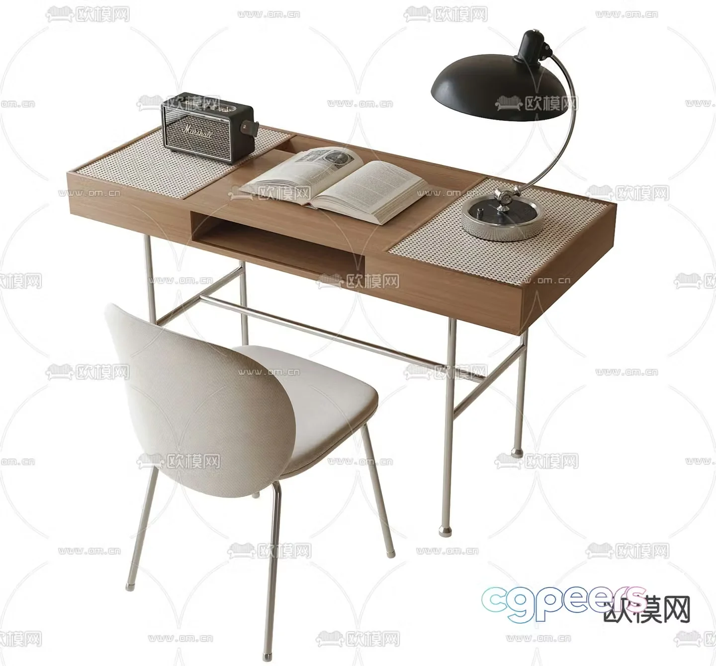 Modern desk chair writing desk 3d model