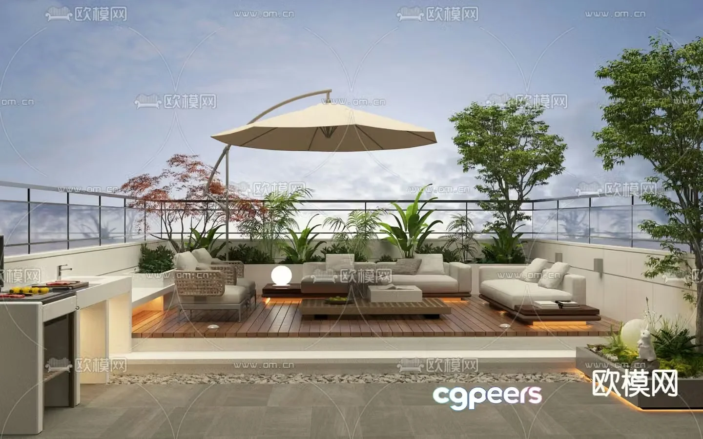 Roof Garden Terrace Balcony 3d model