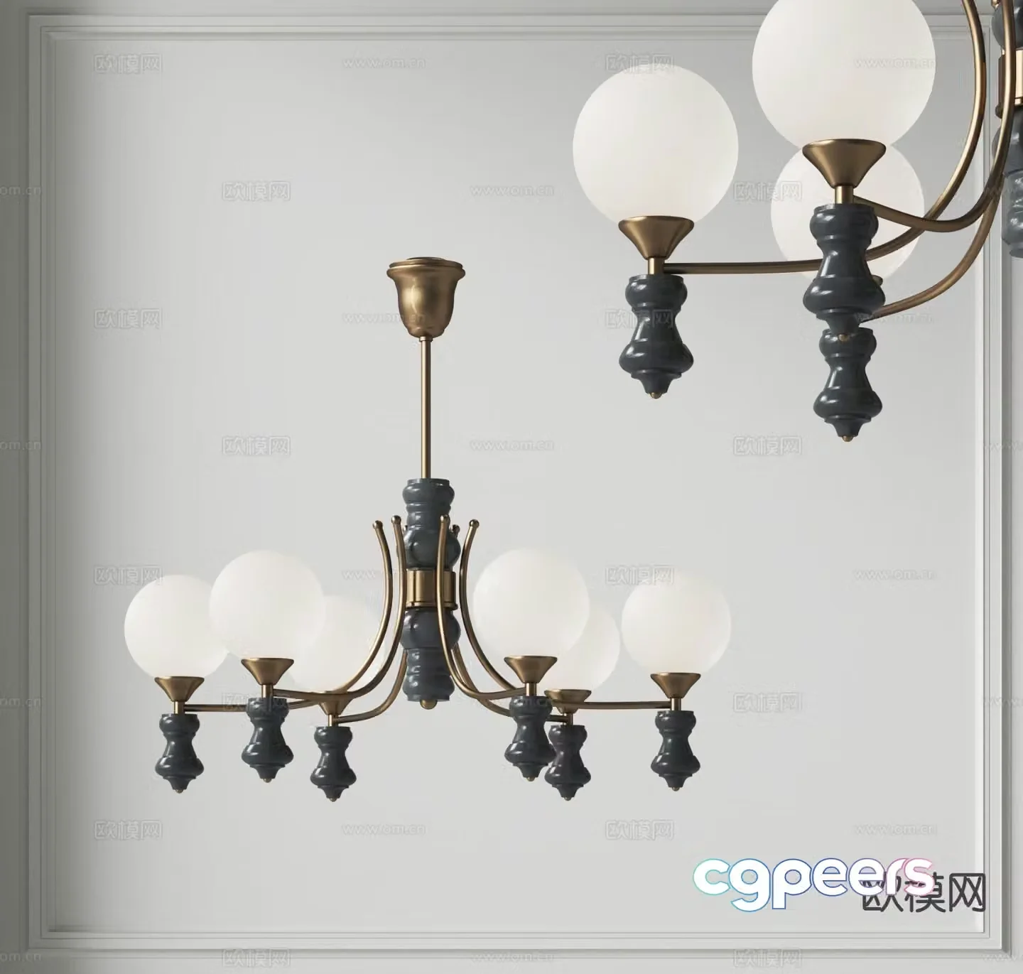 French chandelier multi-head chandelier 3d model