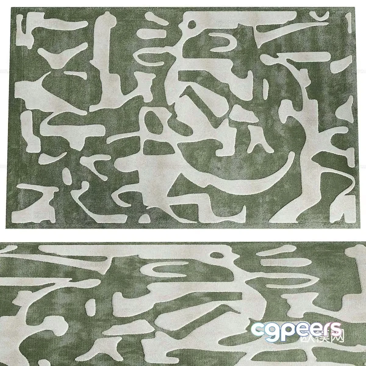New Chinese style medieval wool fabric carpet 3D model
