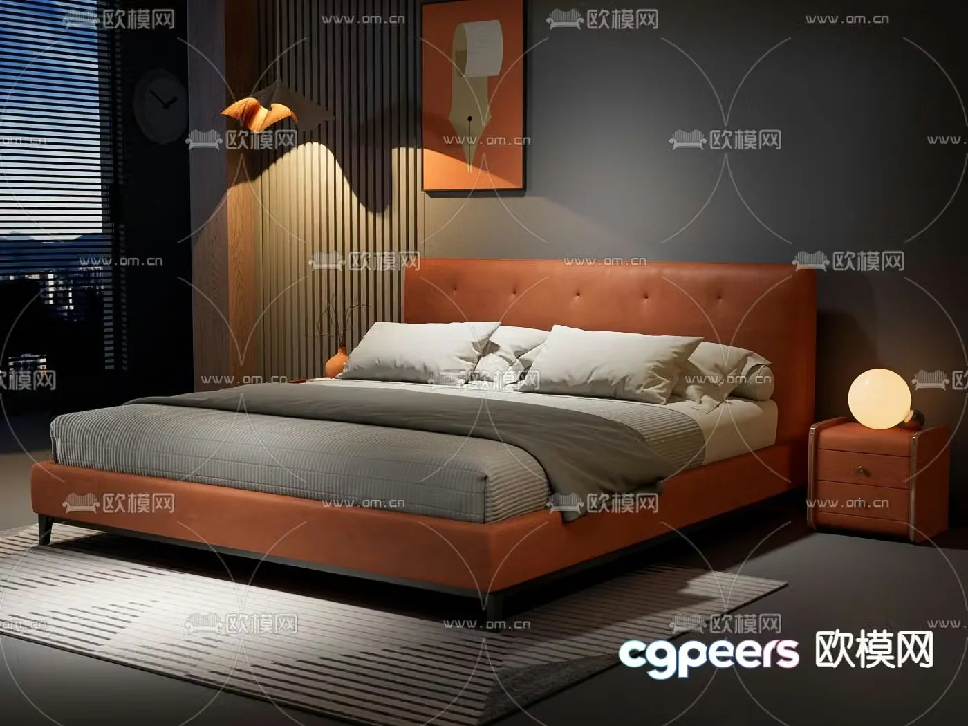 Italian double bed 3d model