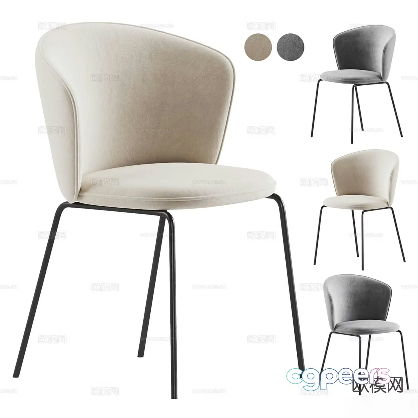 Modern dining chair single chair 3d model