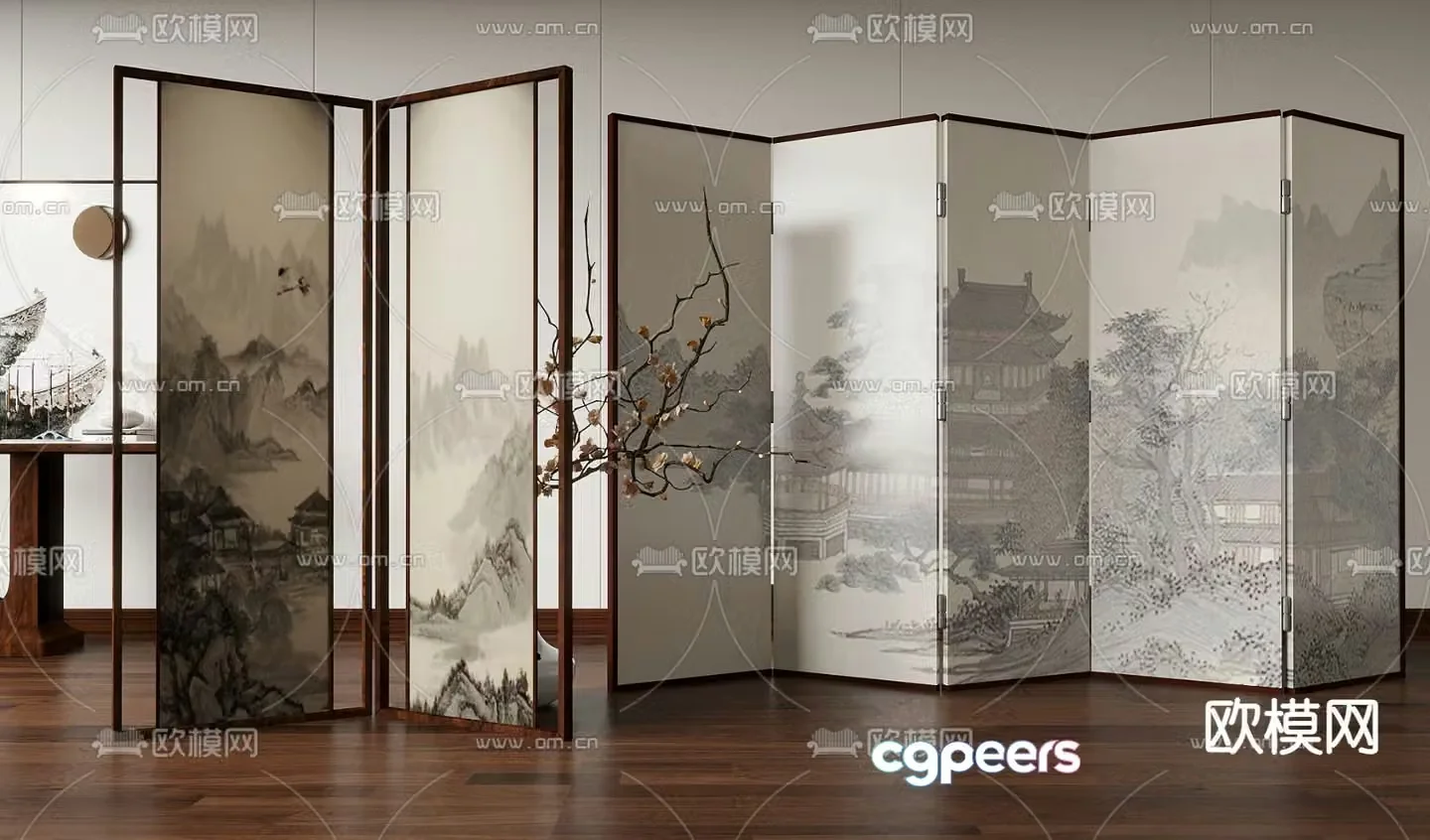 New Chinese-style screen partition 3D model