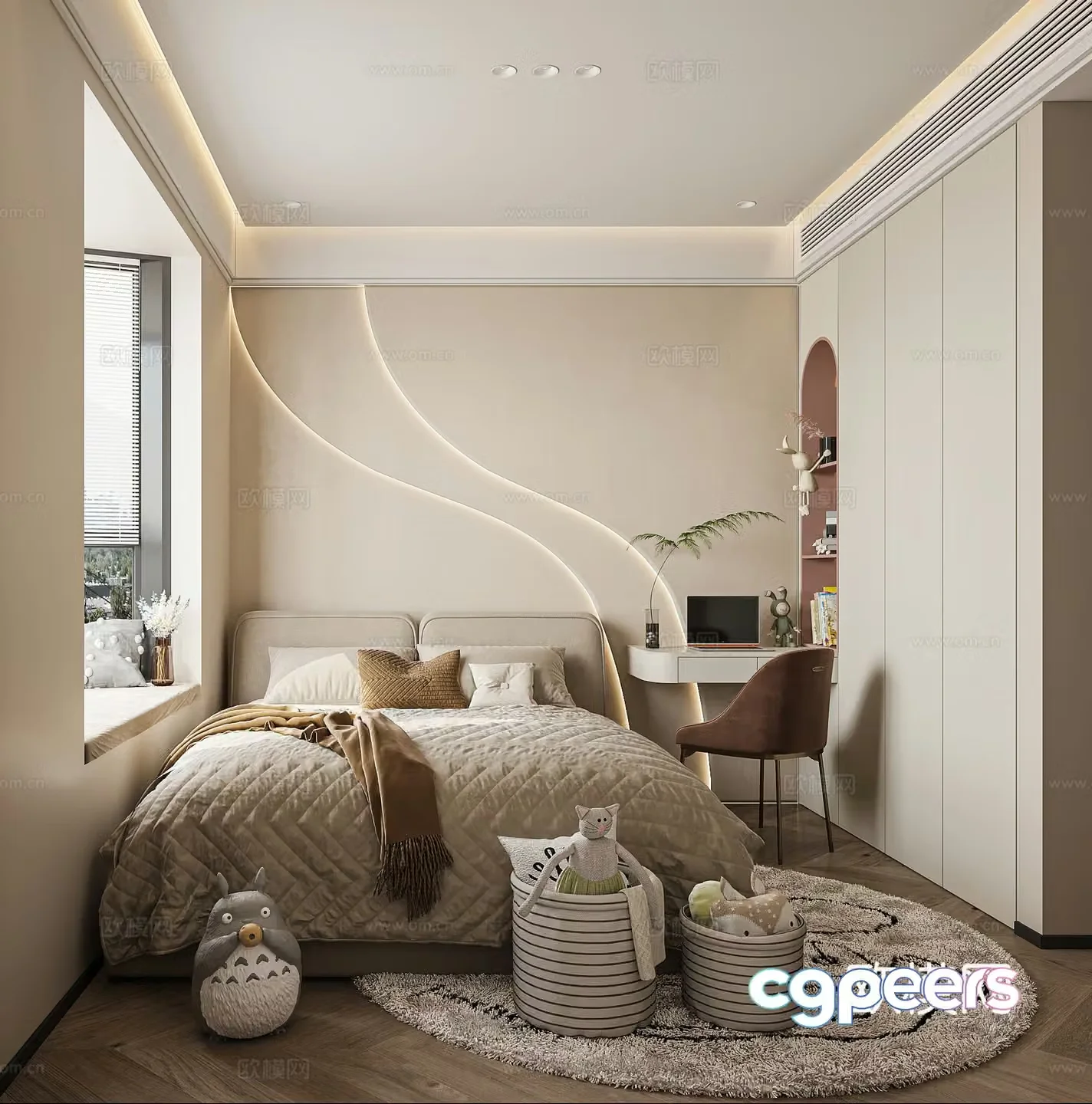 Creamy Style Children’s Room 3D Model