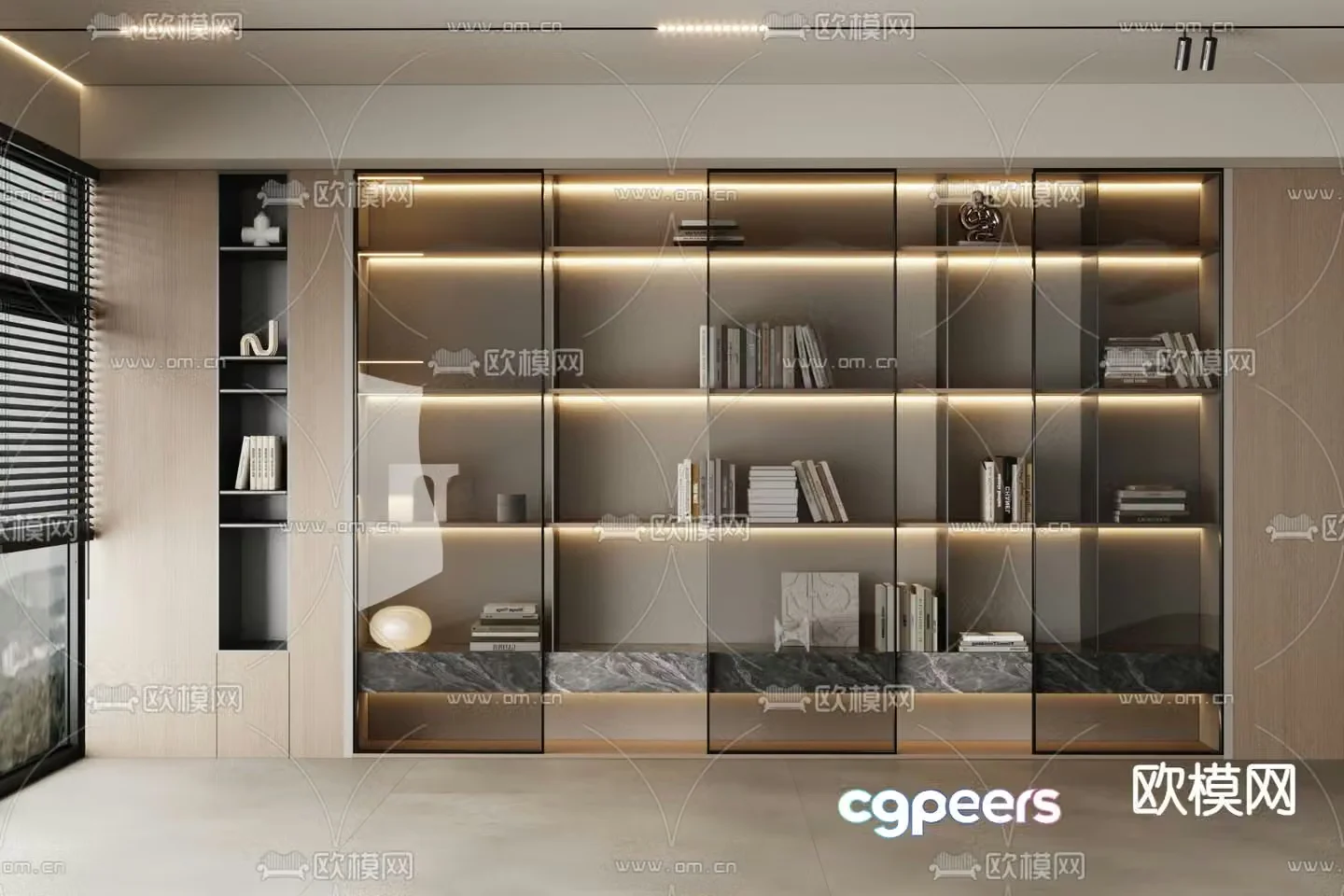 Modern bookcase bookshelf 3d model
