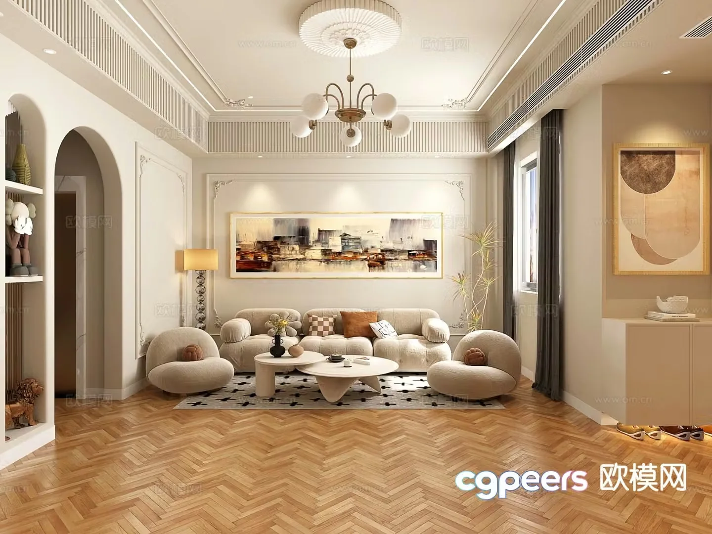 French living room 3d model
