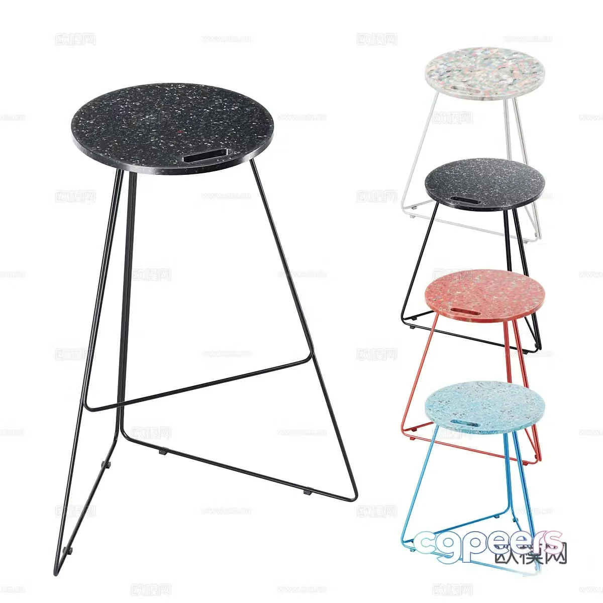 Modern Italian minimalist stainless steel bar chair 3d model