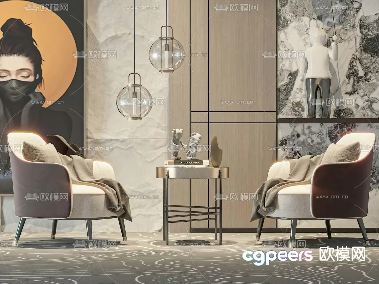Modern sofa chair leisure chair 3d model