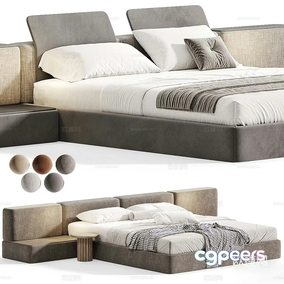 Modern double bed 3d model
