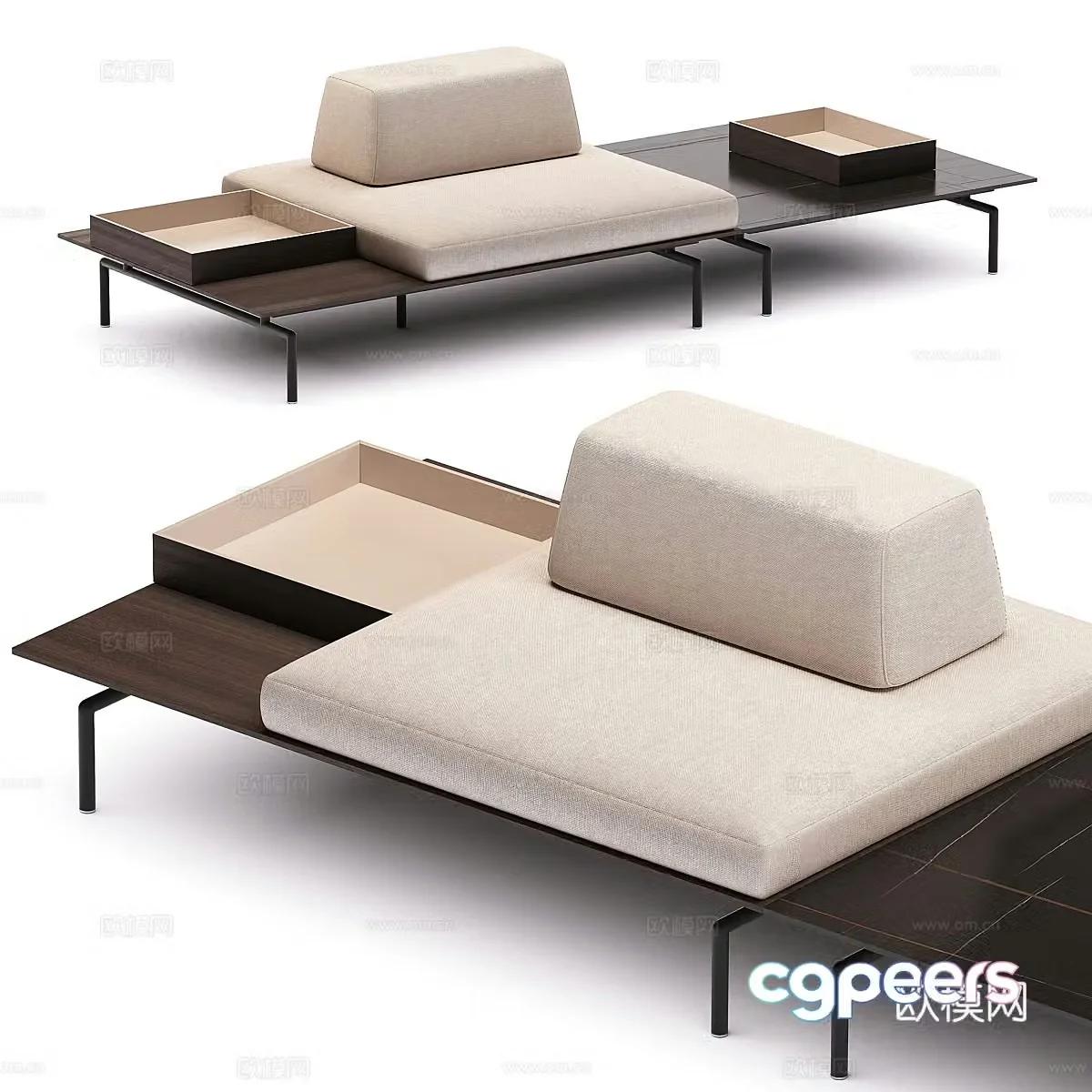 Sofa coffee table combination 3D model