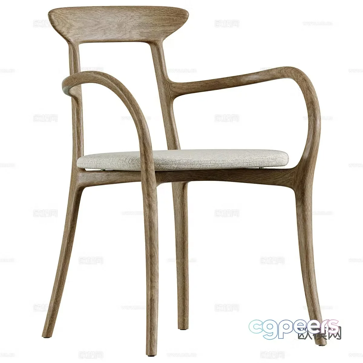 New Chinese style wooden single chair 3D model