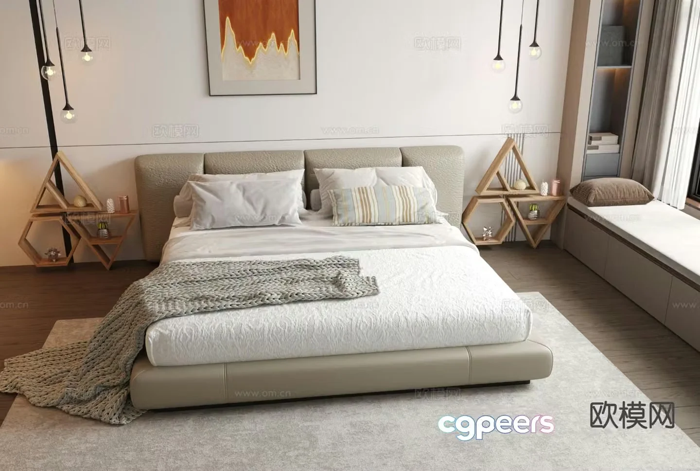 Italian double bed 3d model