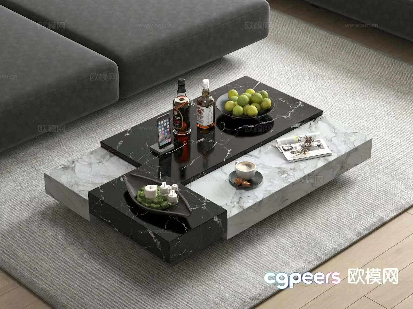 Italian coffee table marble coffee table 3d model