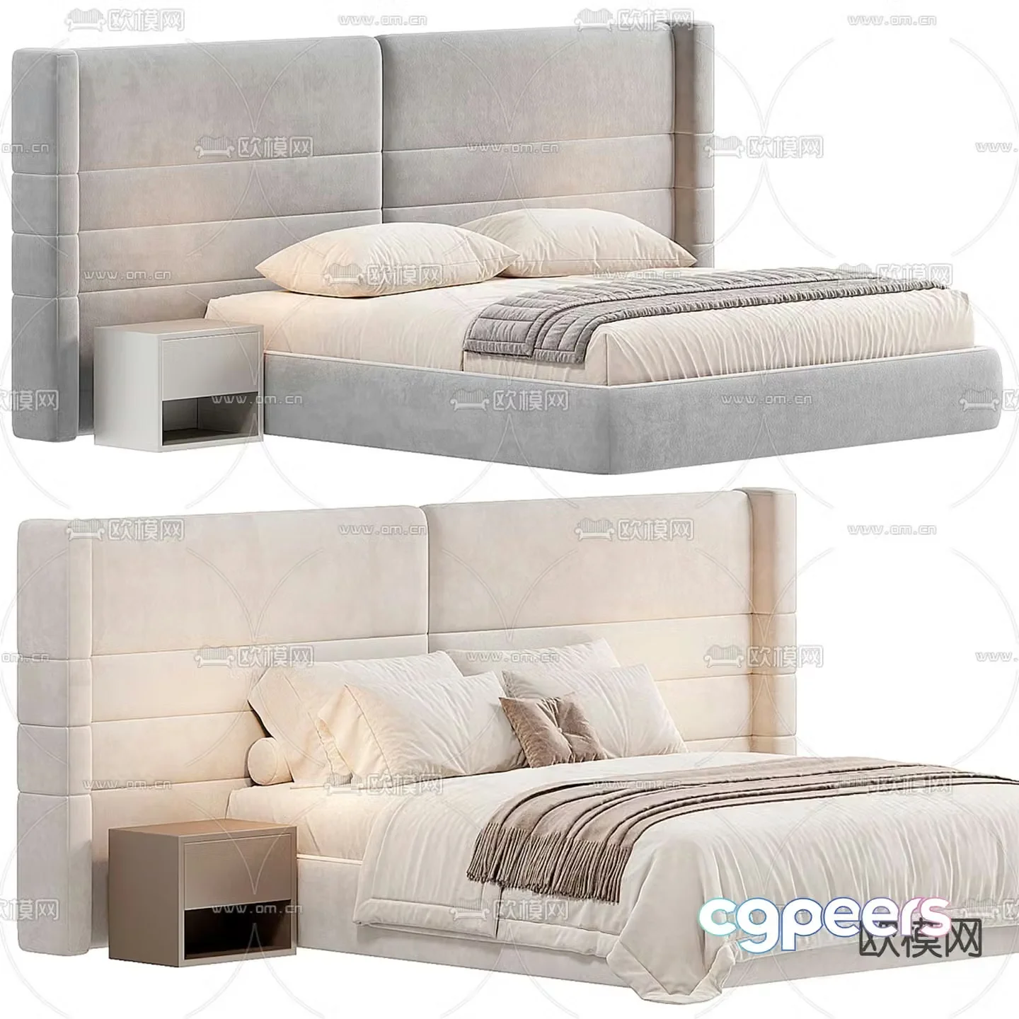 Modern double bed 3d model