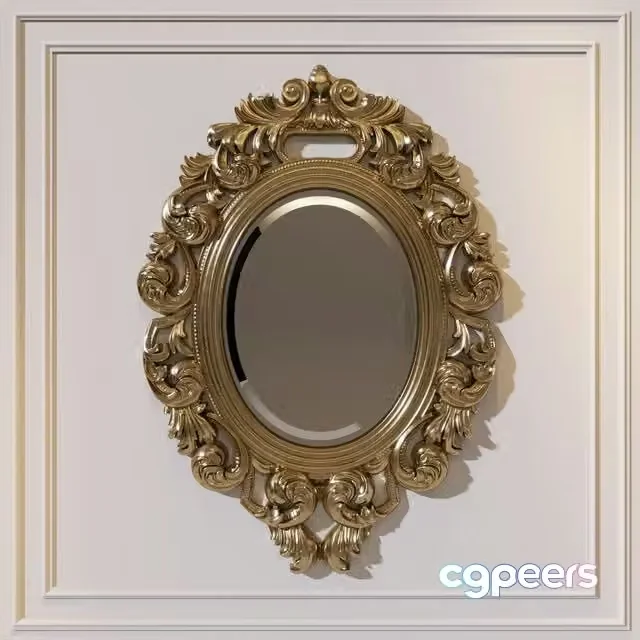 3ds Max Free – Oval carved mirror