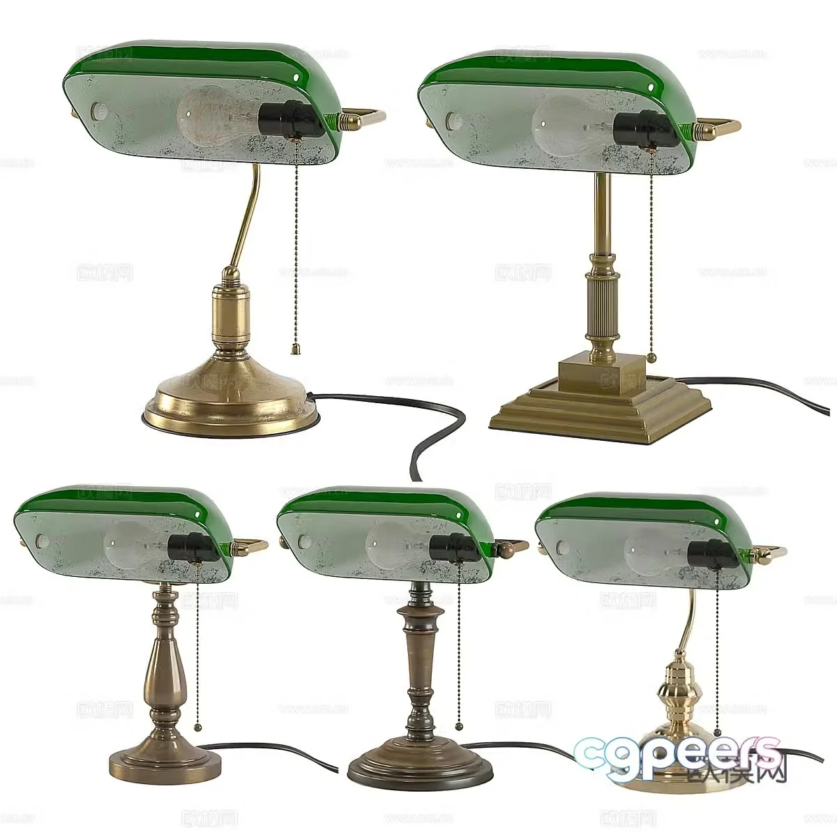 American retro light luxury decorative desk lamp 3D model