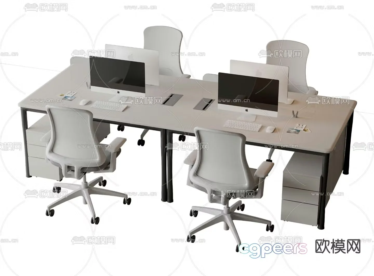 Office desk and chair position workstation 3d model