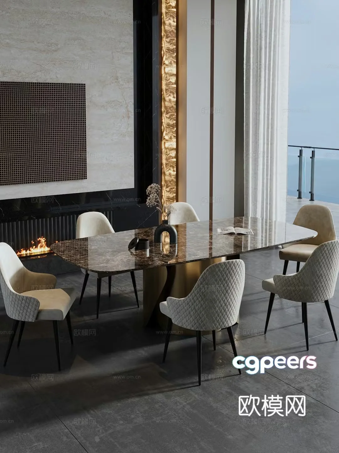 Italian dining table and chair 3D model